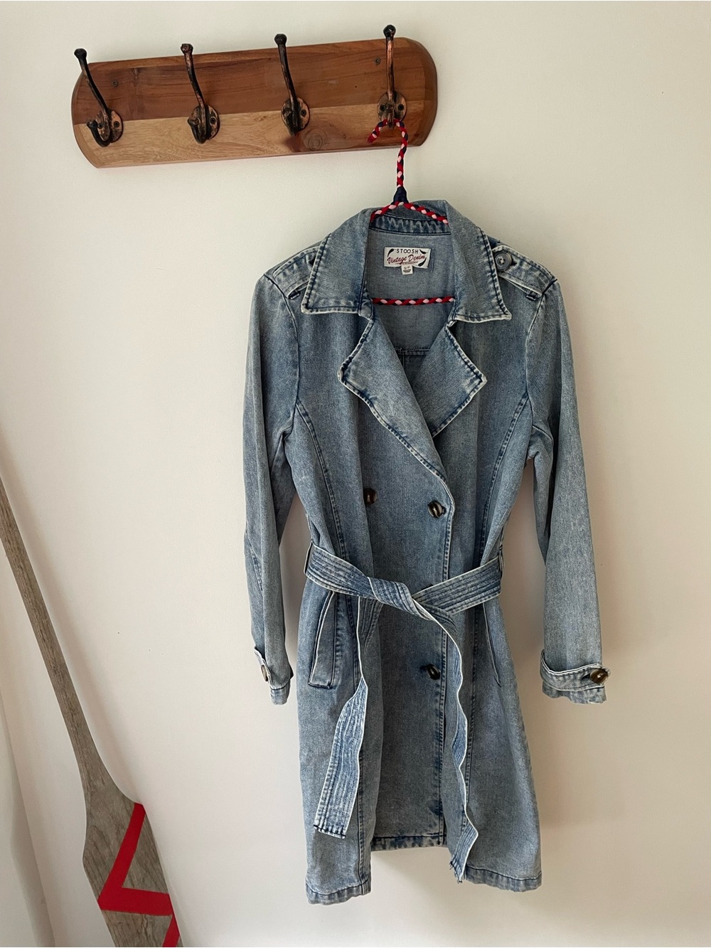 26 International STOOSH Denim Jacket with Red and Pink Braided Accent